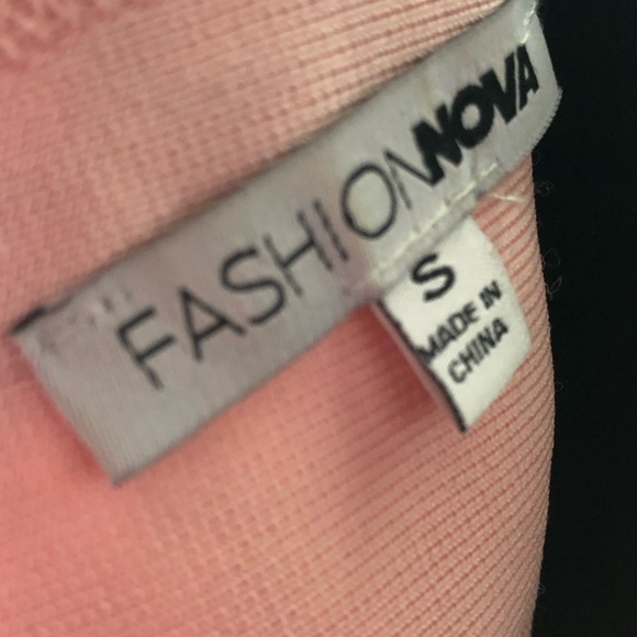 Pink/Salmon Colored Fashion Nova Bandage Dress with Feather Accents Size S - Picture 16 of 16